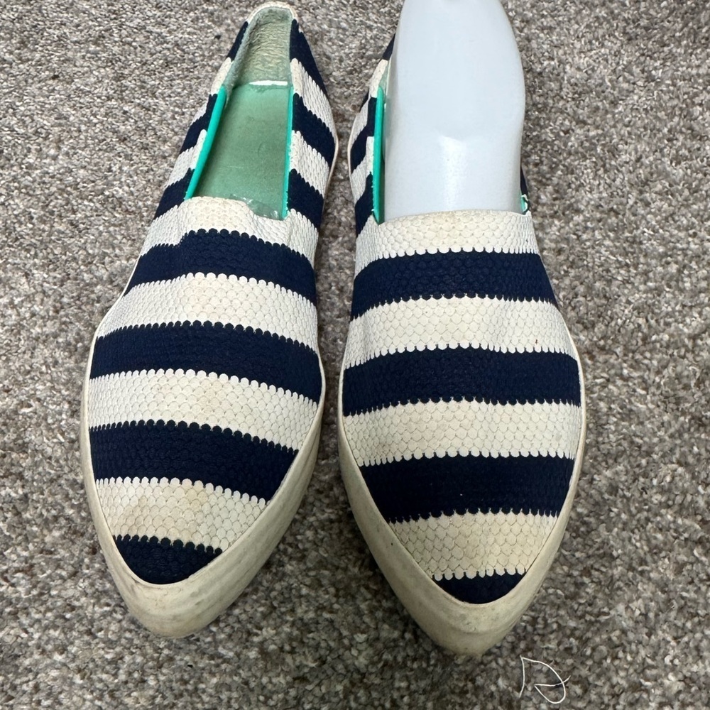 XF Striped Women’s Navy Nautical Slip-On Pointed Toe Shoes- Size 9